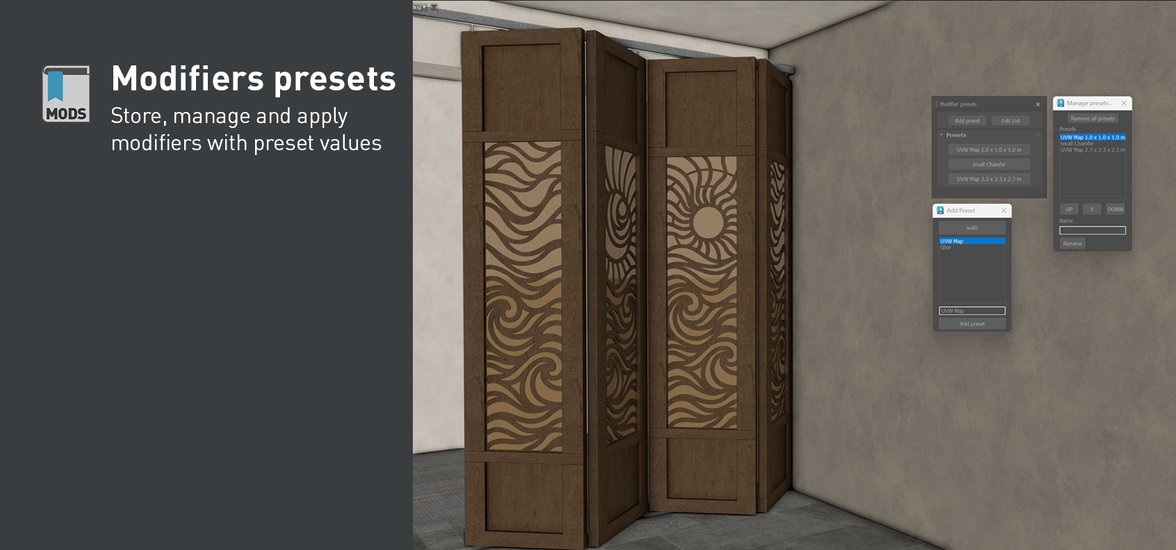 Modifier Presets tool in DesignToolBox for 3ds Max